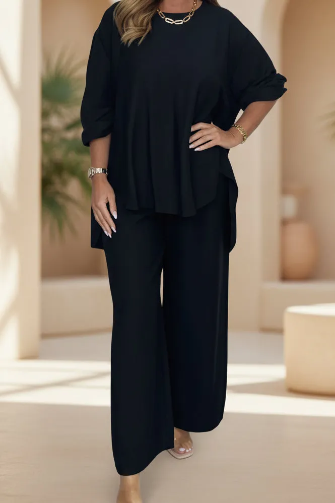 Wide-Leg Stretch Women's Two-Piece Set