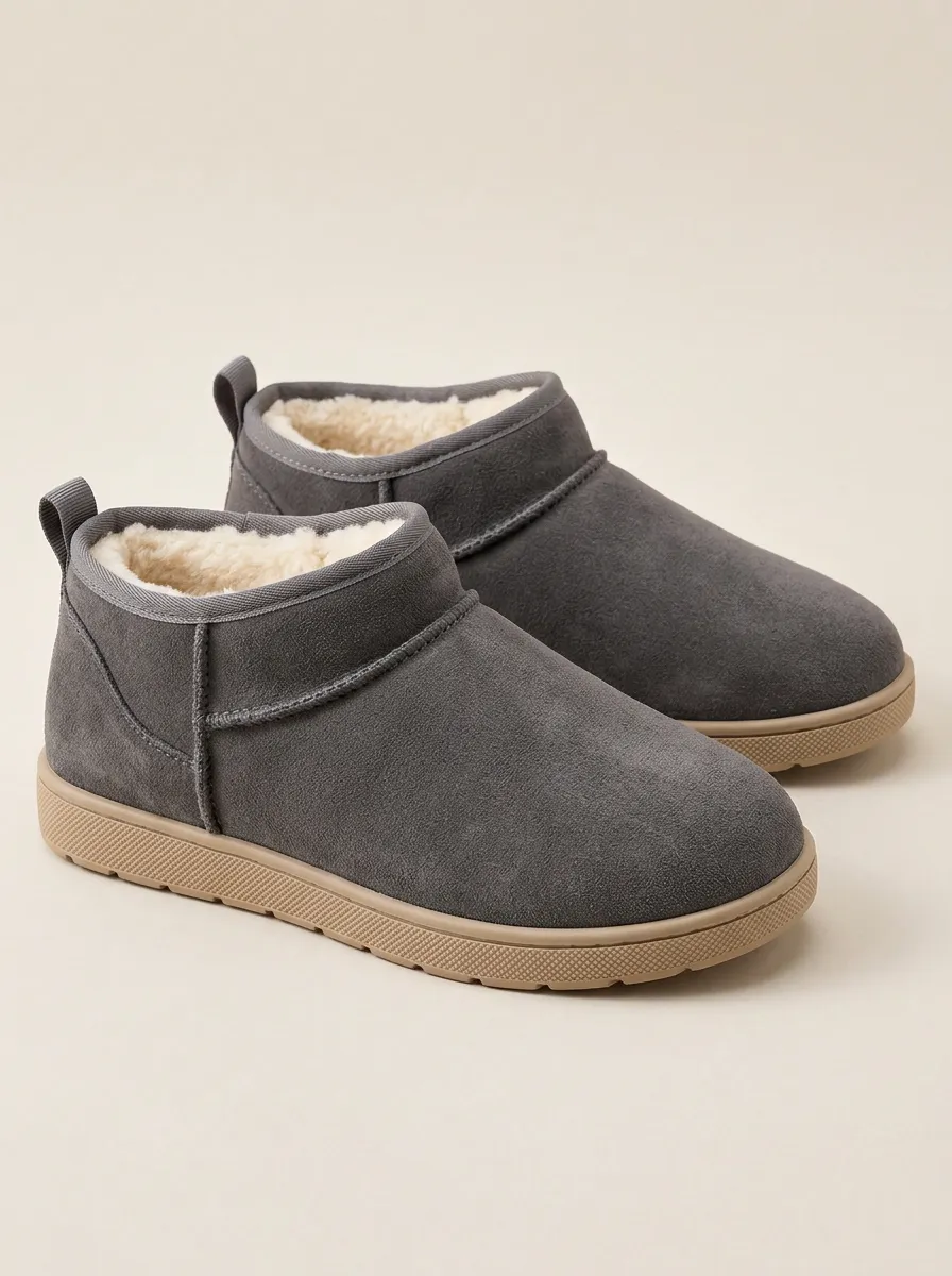 Relaxed Grey Casual Shoes with fleece lined finish