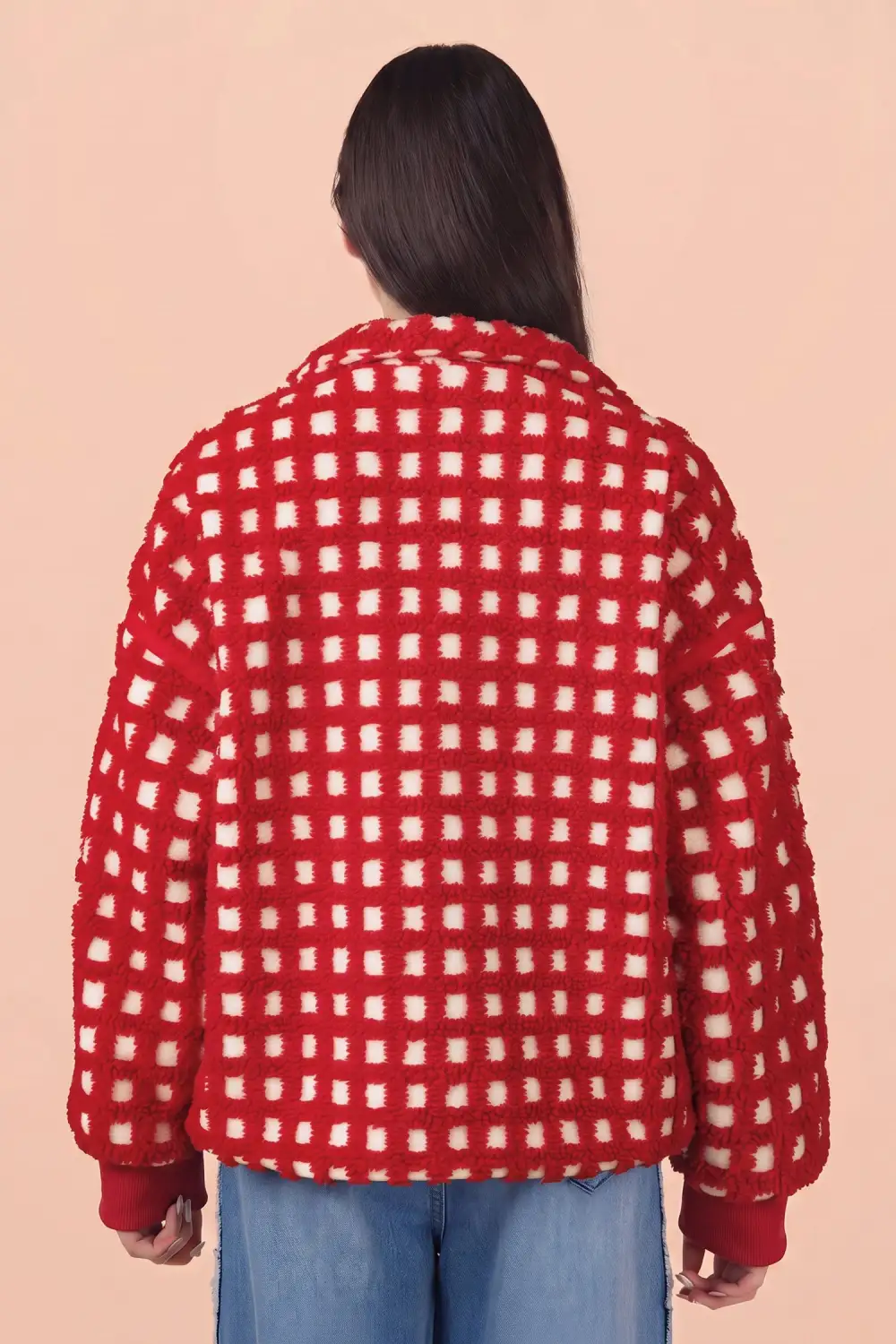 Women's Plaid Zip Up Long Sleeve Jacket