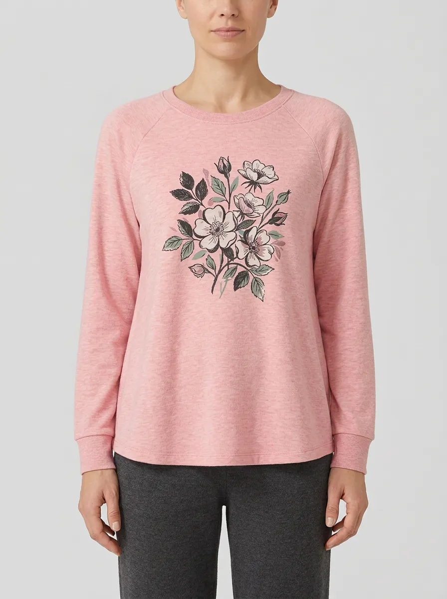 Women's Rose Floral Graphic Raglan Sweatshirt