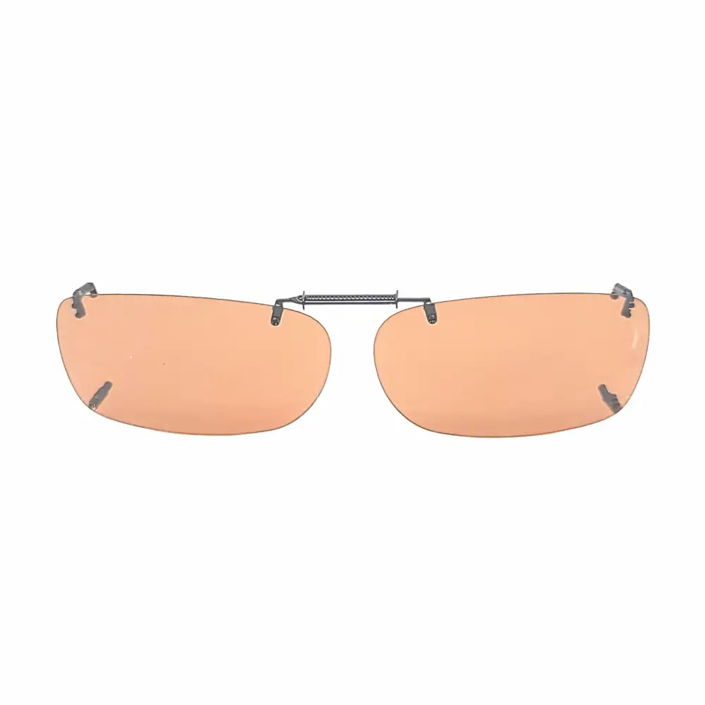 Frameless Amber Lens 56mm Rectangular Polarized Clip-On Sunglasses for Plastic Frames