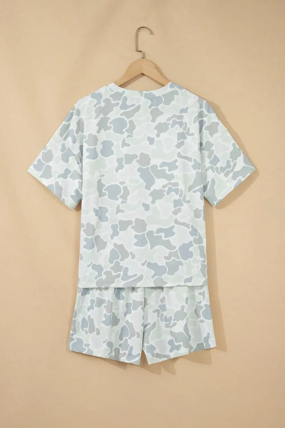 Women's Camouflage Print Casual Tee Drawstring Short Set