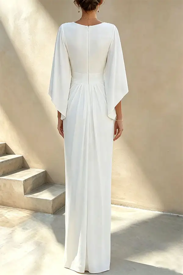 Polished Draped V Neck Top And Flowing Maxi Skirt Set