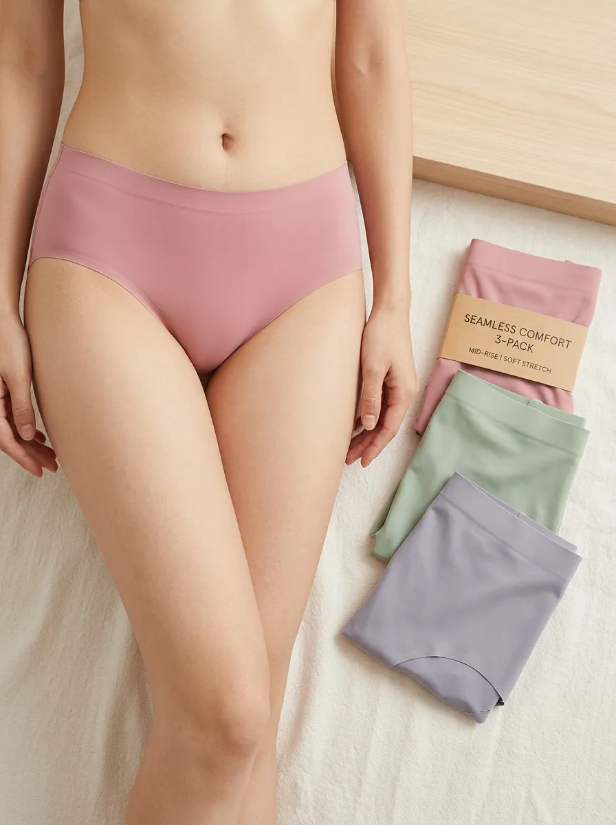 Seamless Mid-Rise Three-Pack Panties