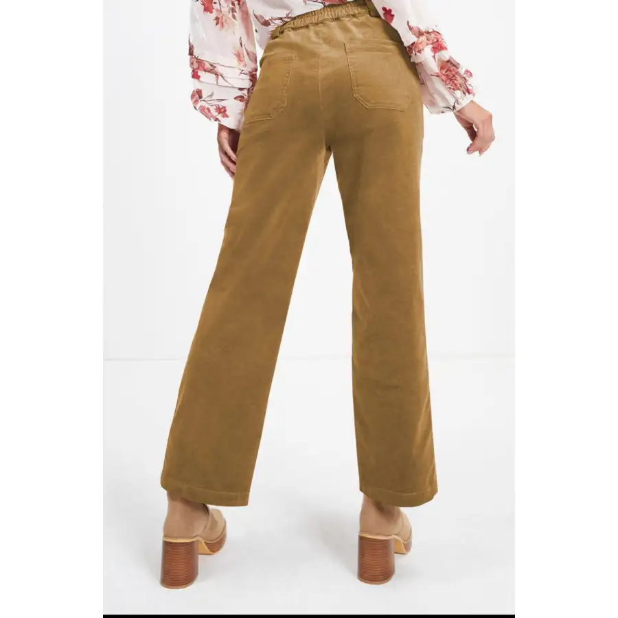 Half Elastic Waist Straight Pants