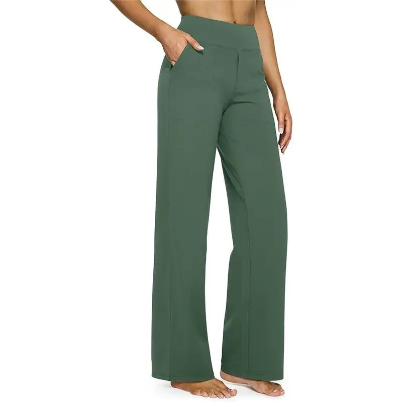 High Waist Straight Leg Loose Fit Pocket Pants