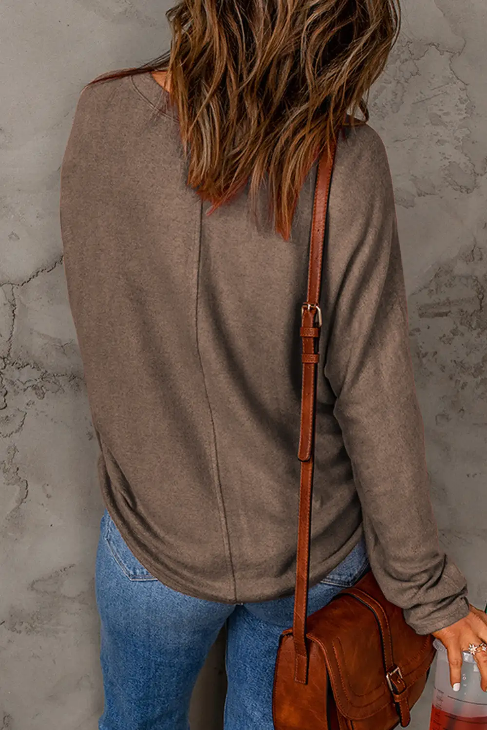 Women's Solid Long Sleeve Patchwork Top