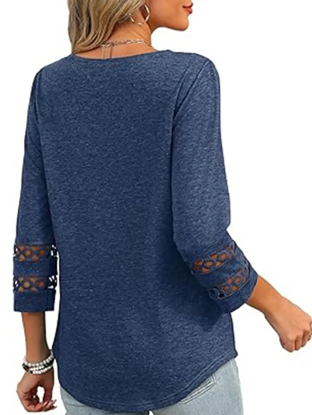 V-Neck Lace Trim Top
