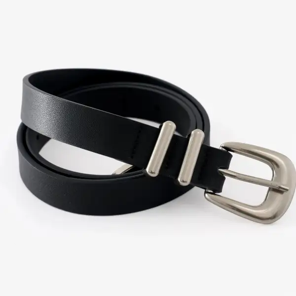 Slim Metal Buckle Leather Belt