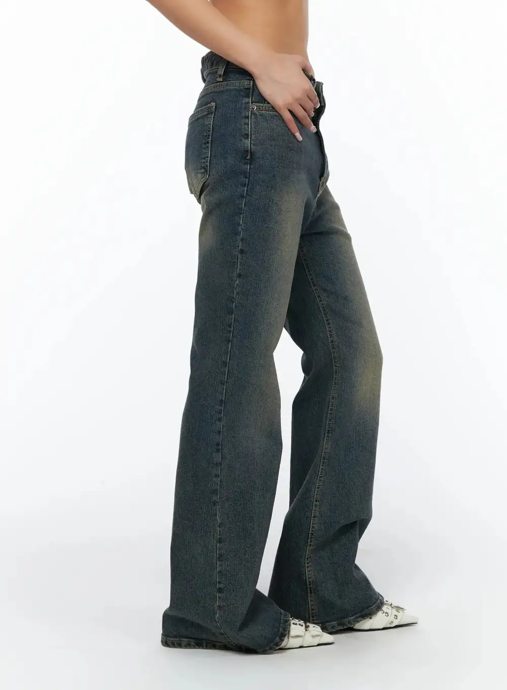 Washed Flare Jeans
