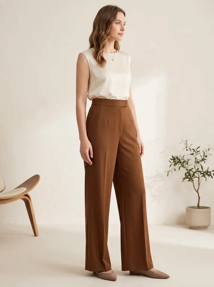 Wide-Leg High-Rise Casual Minimalist Casual Wide Leg Pants