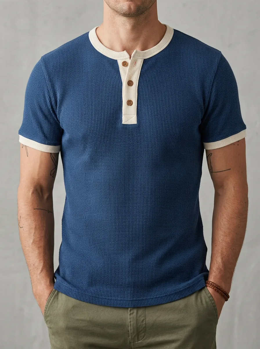 Modern Easy-Fit Men's Short-Sleeve Henley Shirt