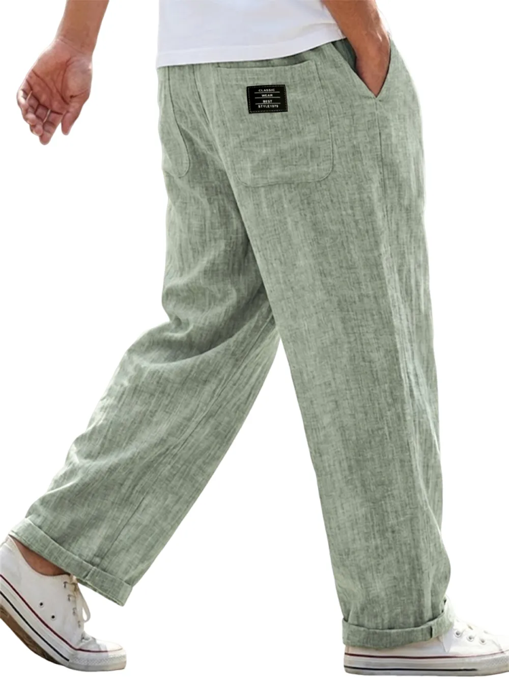 Workwear Linen Blend Utility Pocket Trousers
