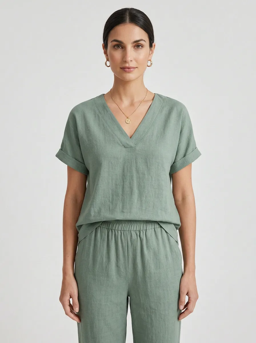 Versatile Women's V-Neck Casual Lounge Set