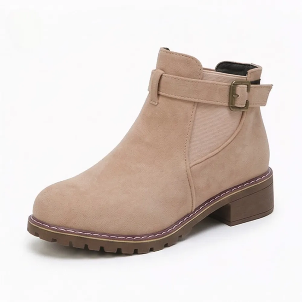 Low Heel Slip On Ankle Boots