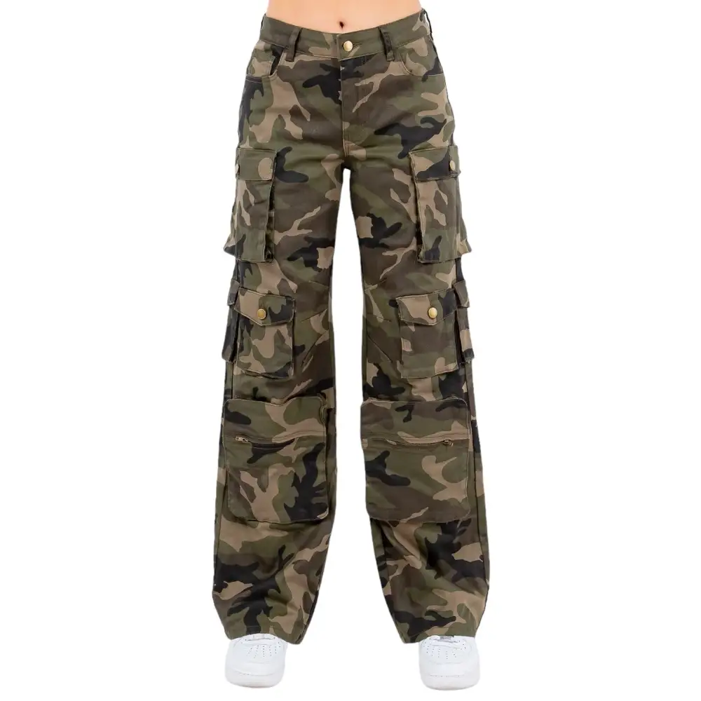 High-Waist Wide-Leg Cargo Jeans