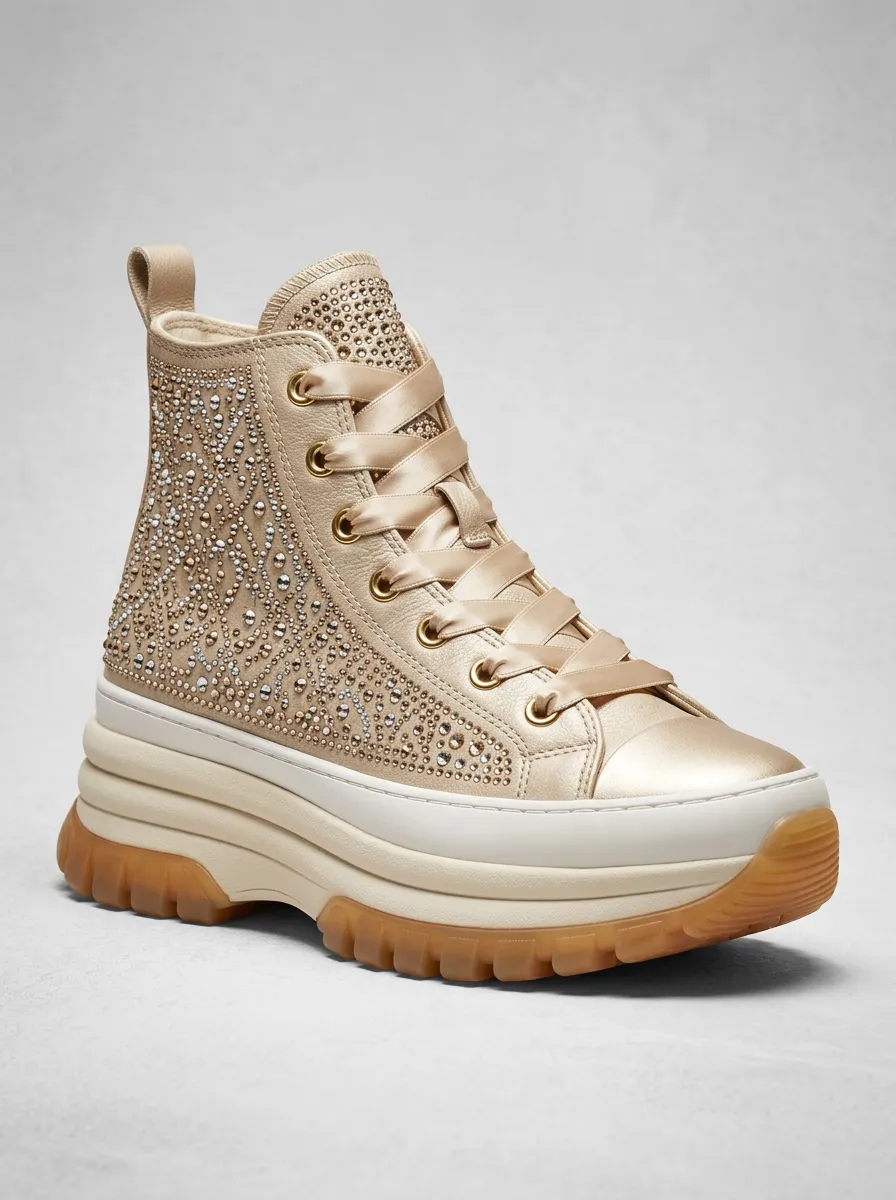 Modern Lace-Detail Women's Rhinestone Platform Shoes