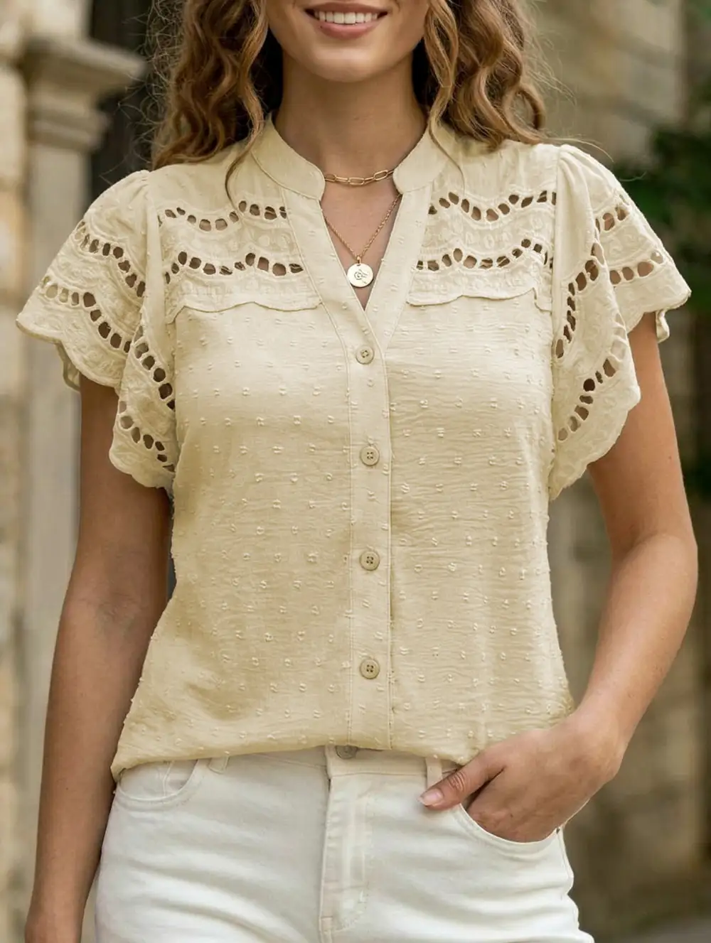 Lounge Lace Detail Ruffle Detail Blouse