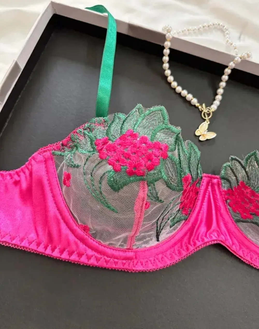 Embroidered Silk Lingerie Set