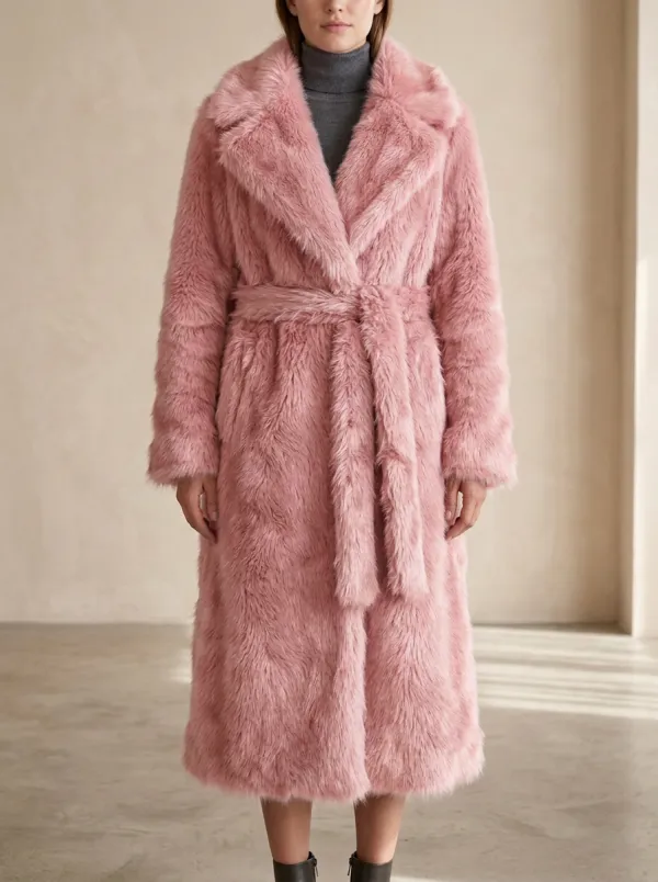 Finish Faux Fur Belted Coat