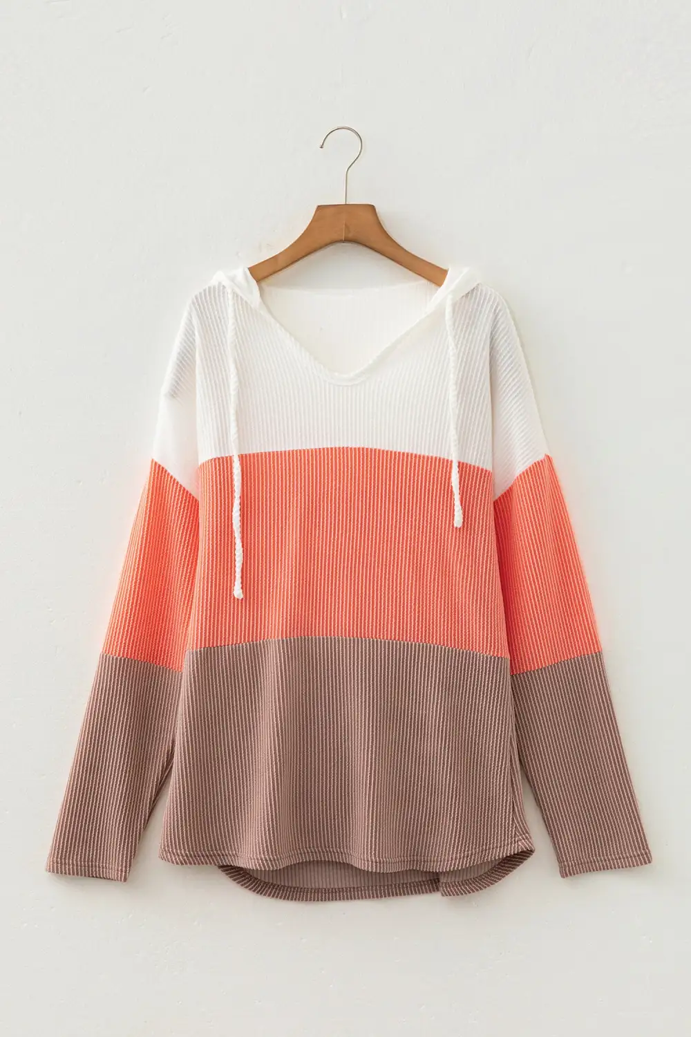 Women's Colorblock Ribbed Long Sleeve Pullover Top
