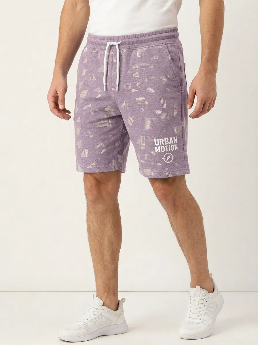Men's Geometric Running Drawstring Athletic Printed Sweat Shorts