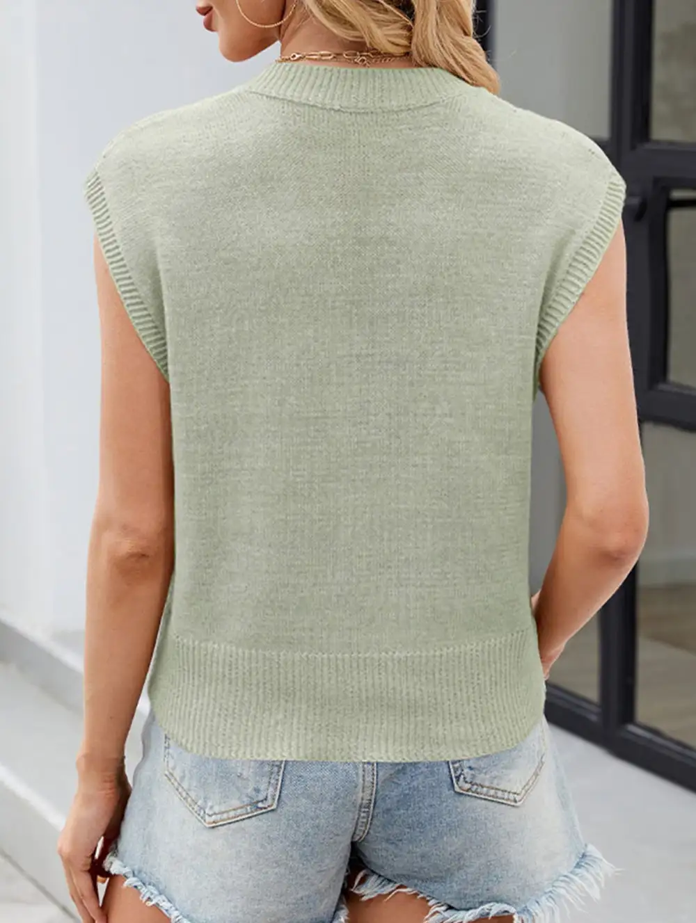 V Neck Knit Tank Top