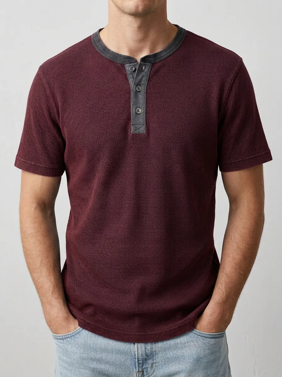 Refined Contour Men's Short-Sleeve Henley Shirt