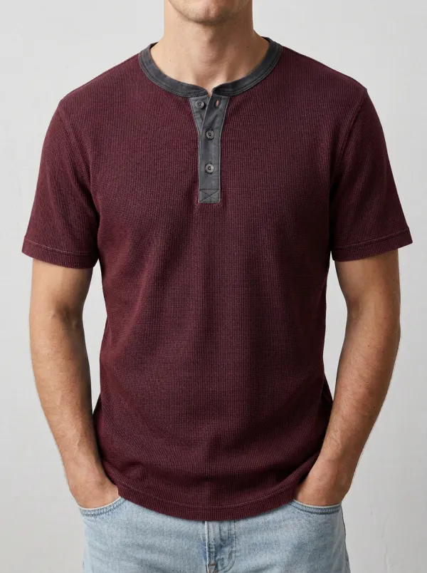 Refined Contour Men's Short-Sleeve Henley Shirt