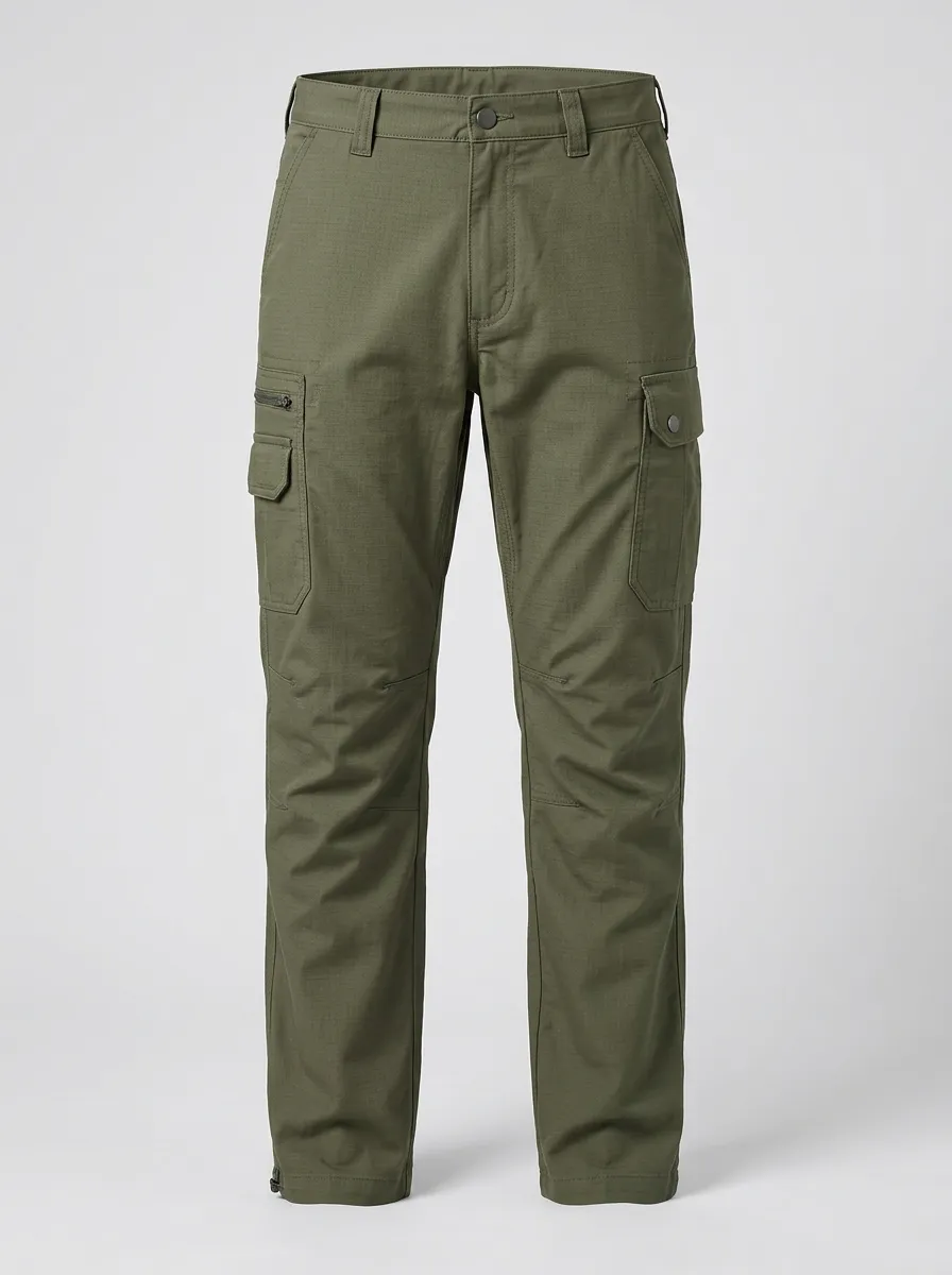 Men's Grid-Texture Zipper-Pocket Articulated Cargo Pants