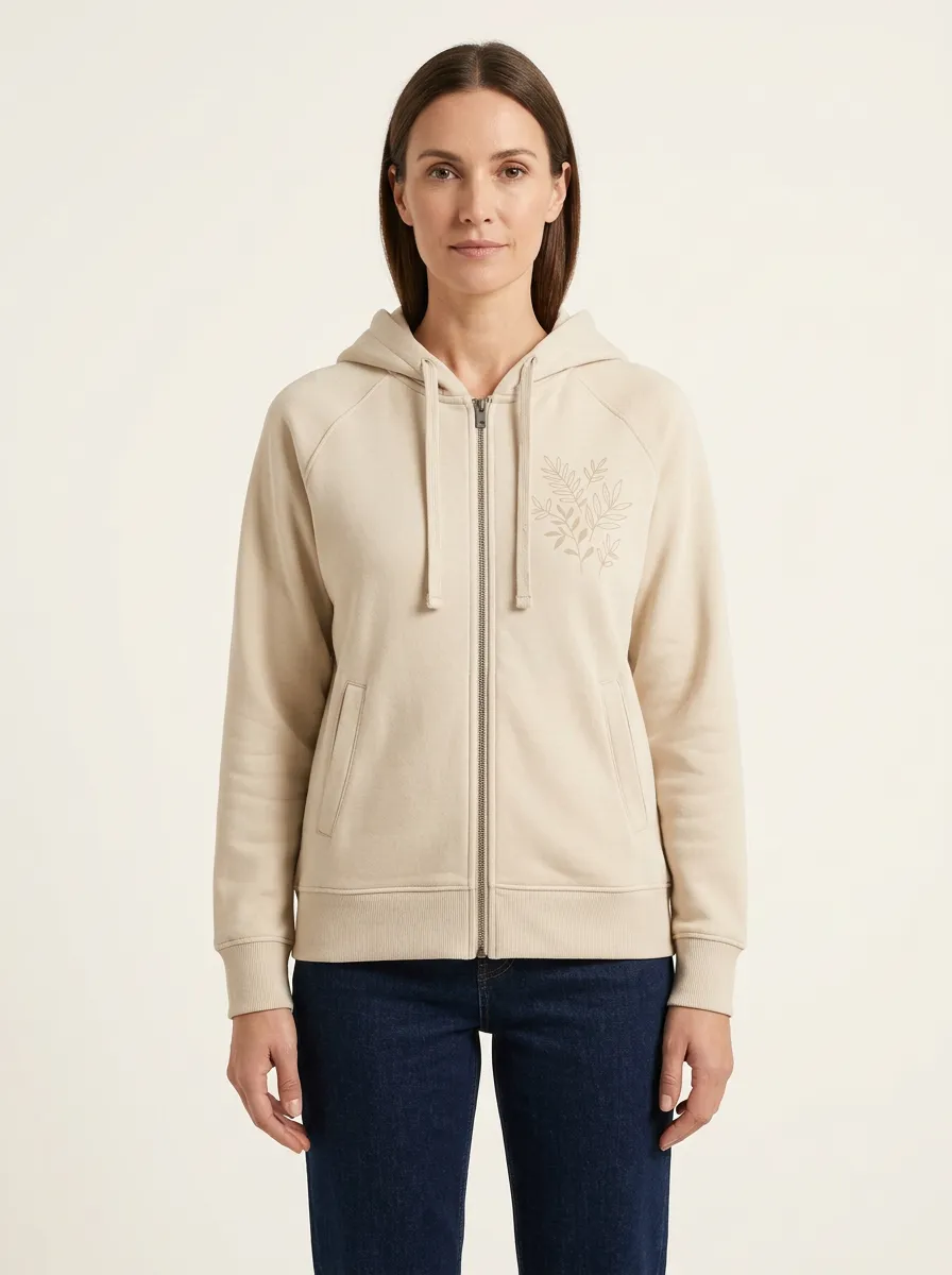 Women's Botanical-Line Embroidered Raglan Full-Zip Hoodie