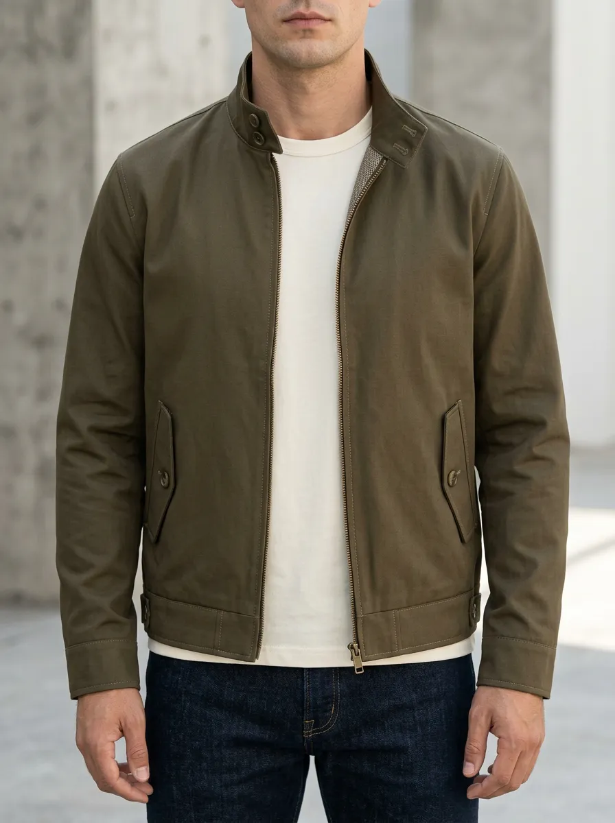 Stand Collar Zip Denim Jacket