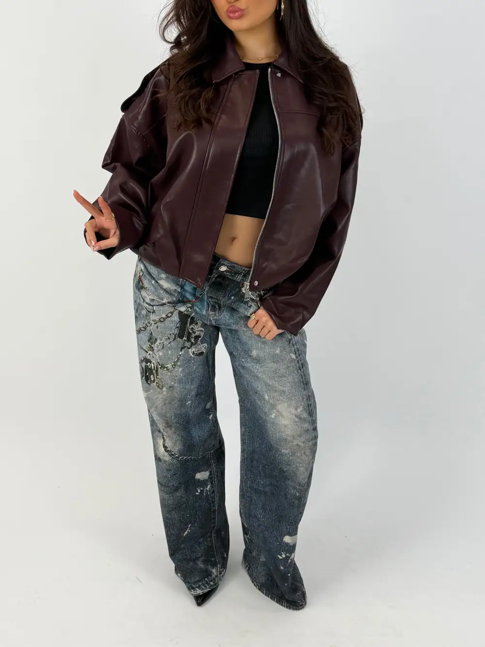 Soft Volume Leather Bomber Jacket