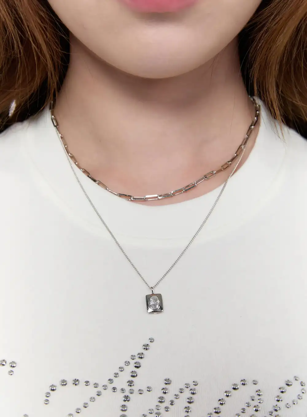 Modern Layered Square Pendant Necklace