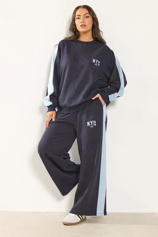 Navy Blue 'NYC' Side Stripe Sweatshirt