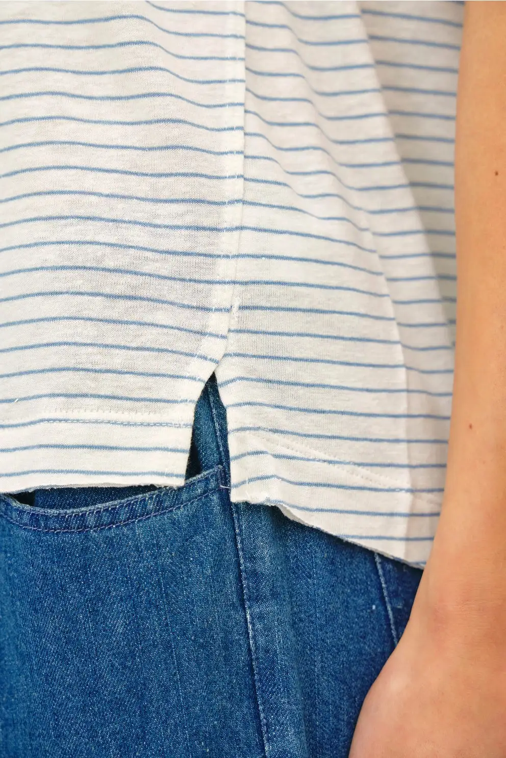 Linen Stripe Relaxed Tee