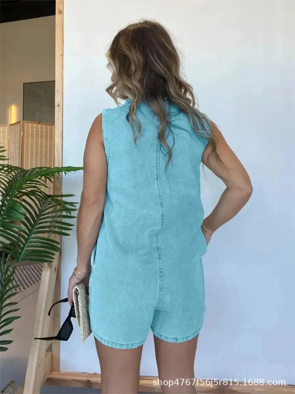 Denim Button Front Romper