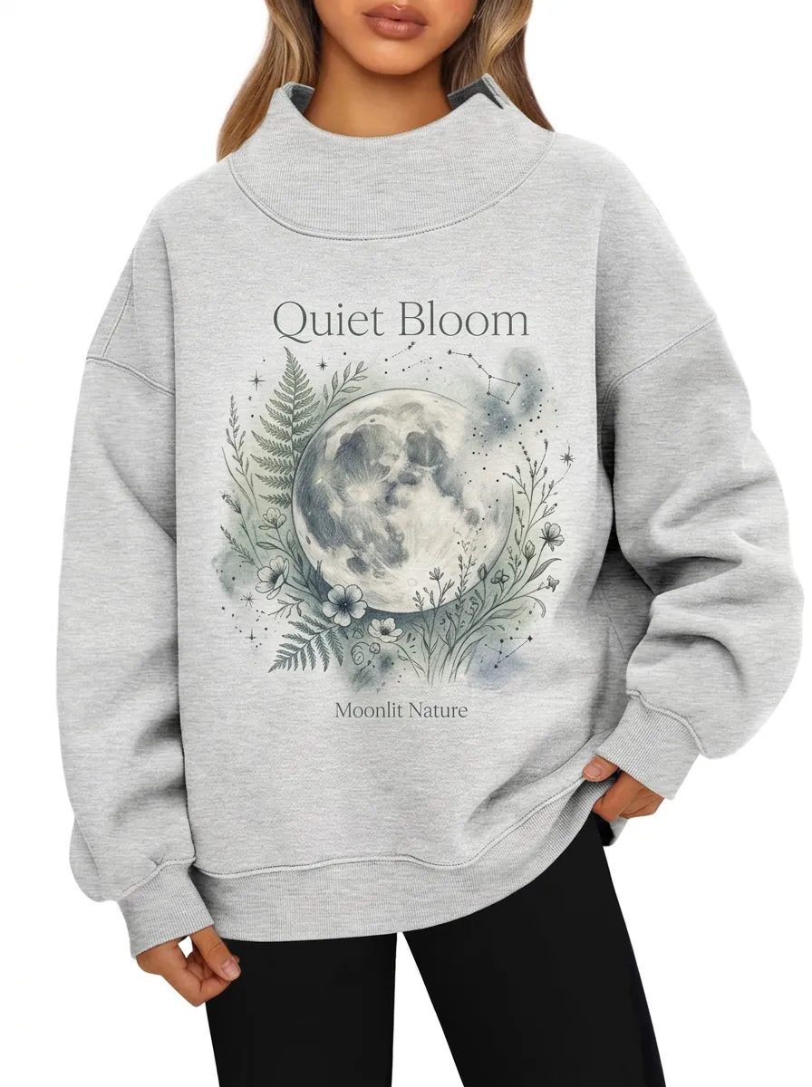 Women's Moonlit Nature Floral Moon Graphic Sweatshirt