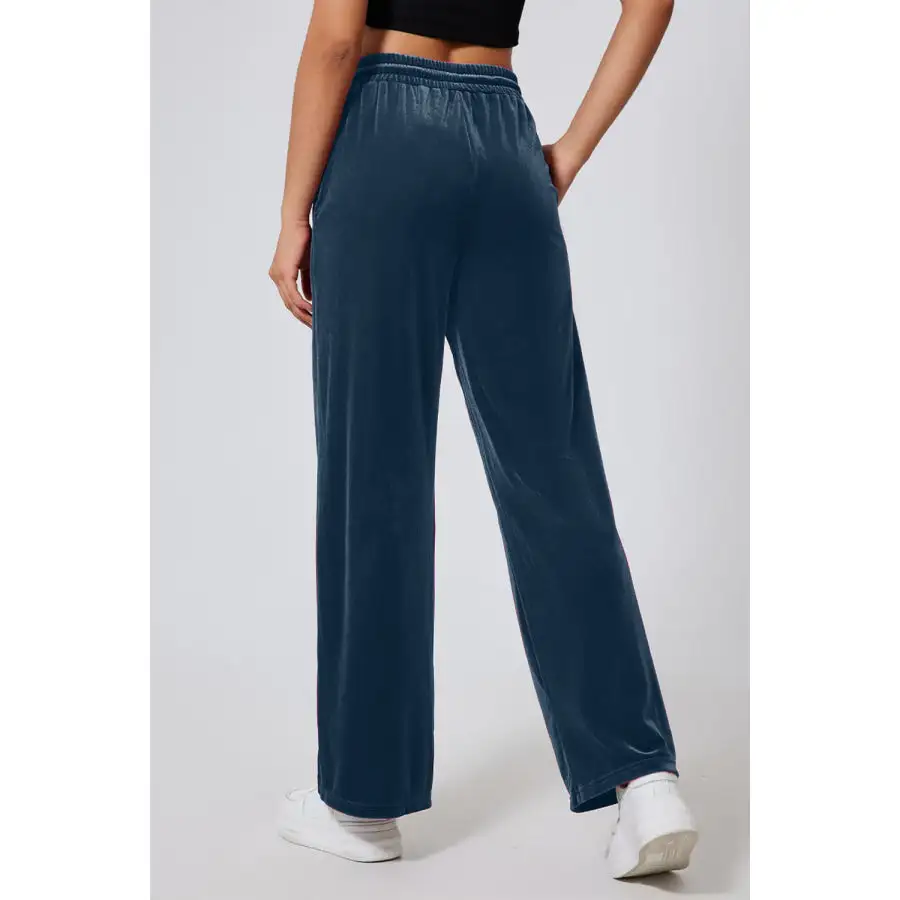 Drawstring Elastic Waist Straight Leg Pants