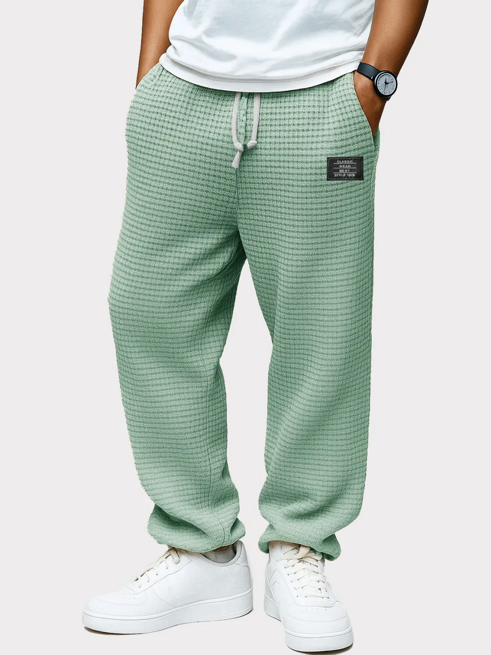 Clean Cut Textured Knit Drawstring Trousers