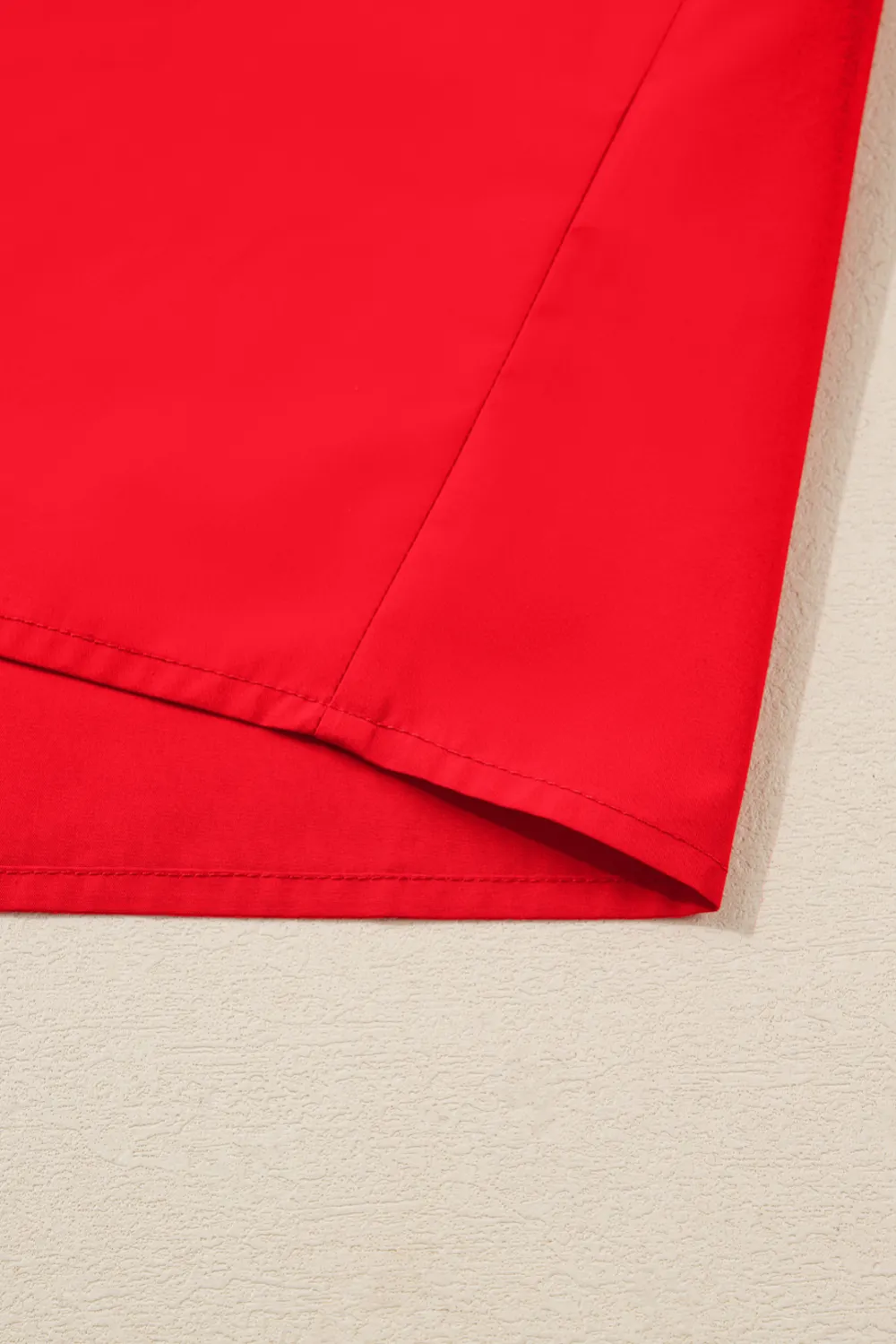 Fiery Red Striped Trim Ruffle Blouse