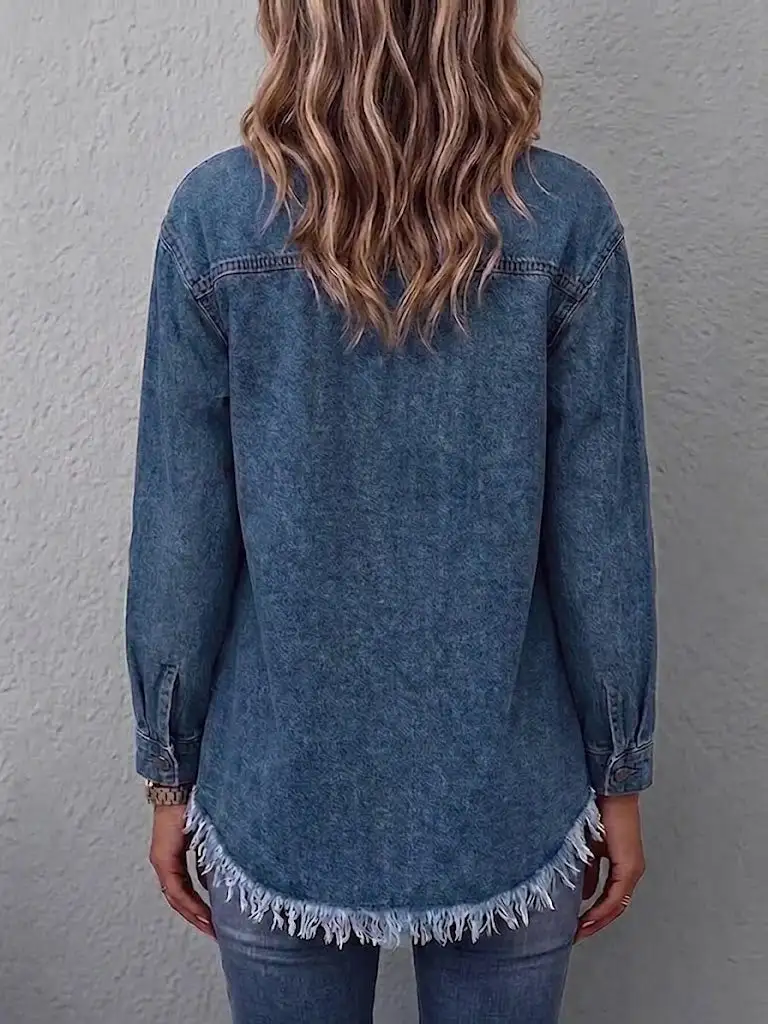 Frayed-hem Washed Jacket