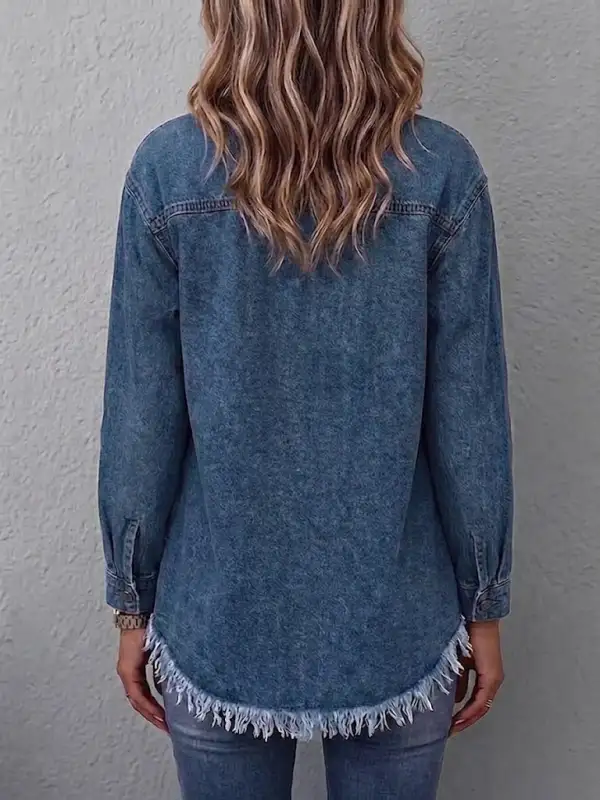 Frayed-hem Washed Jacket