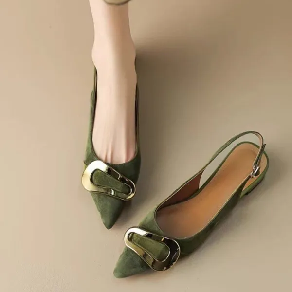 Pointed Toe Buckle Strap Flats