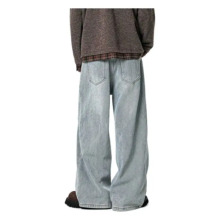 Barrel-Leg Faded Washed Jeans