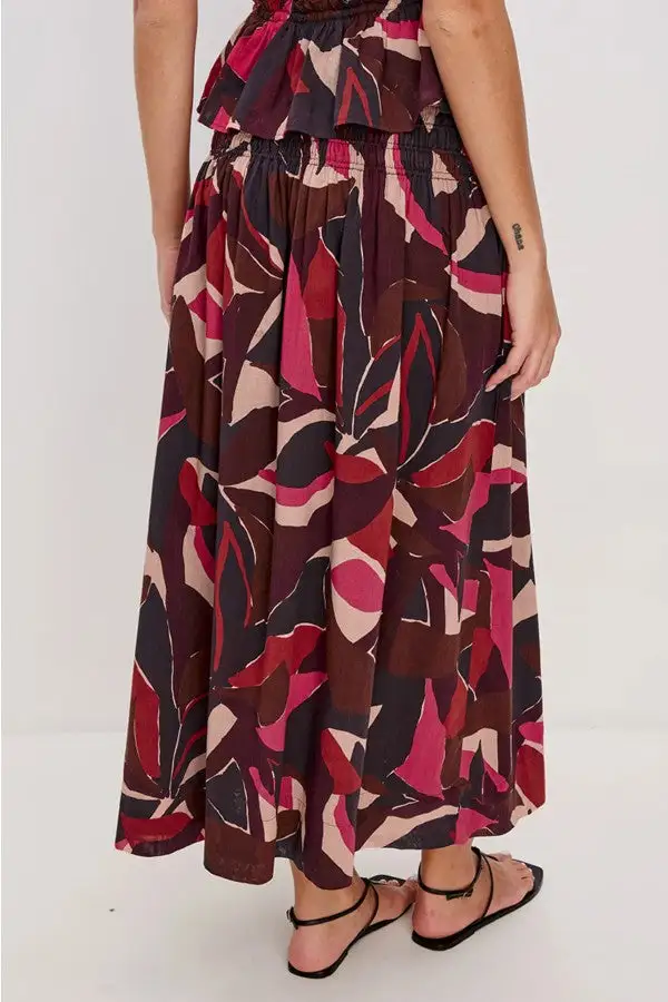 Women's Abstract Print High Waist Maxi Skirt