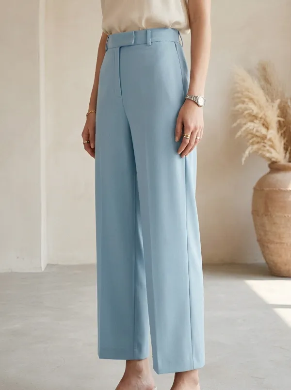 Modern High-Waist Minimal Women's Wide-Leg Trousers