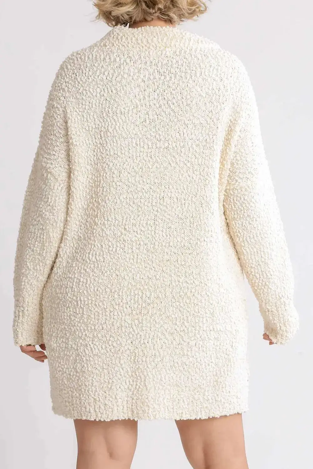 High Low Long Sleeve Boucle Sweater Dress