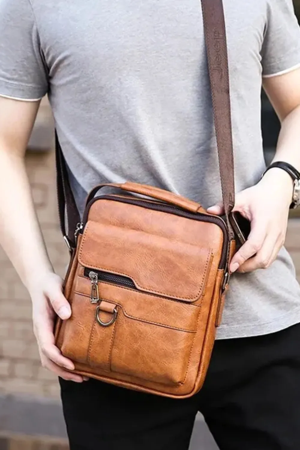 Structured Leather Crossbody Bag