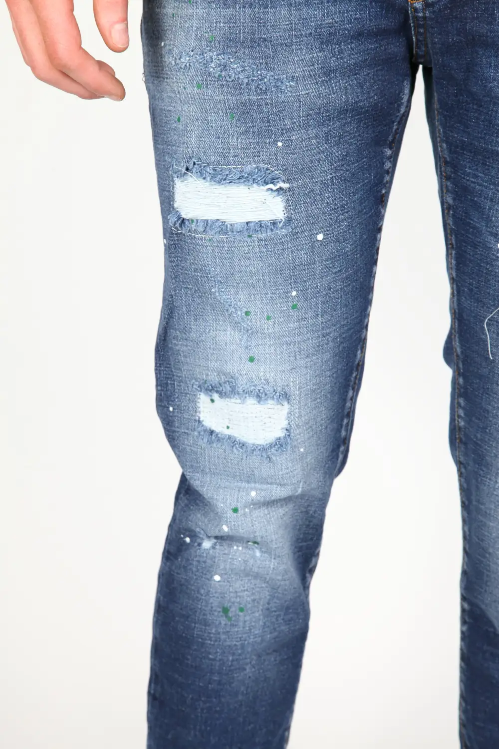 Refined Paint Detail Smart Fit Distressed Ripped Jeans